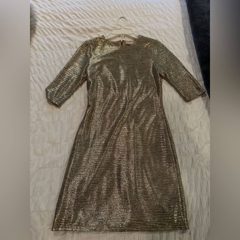 ALICE+OLIVIA gold metallic mini dress